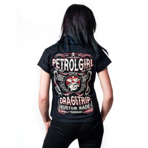 Dragstrip Kustom. Women`s Diner Shirt Petrol Girl Black